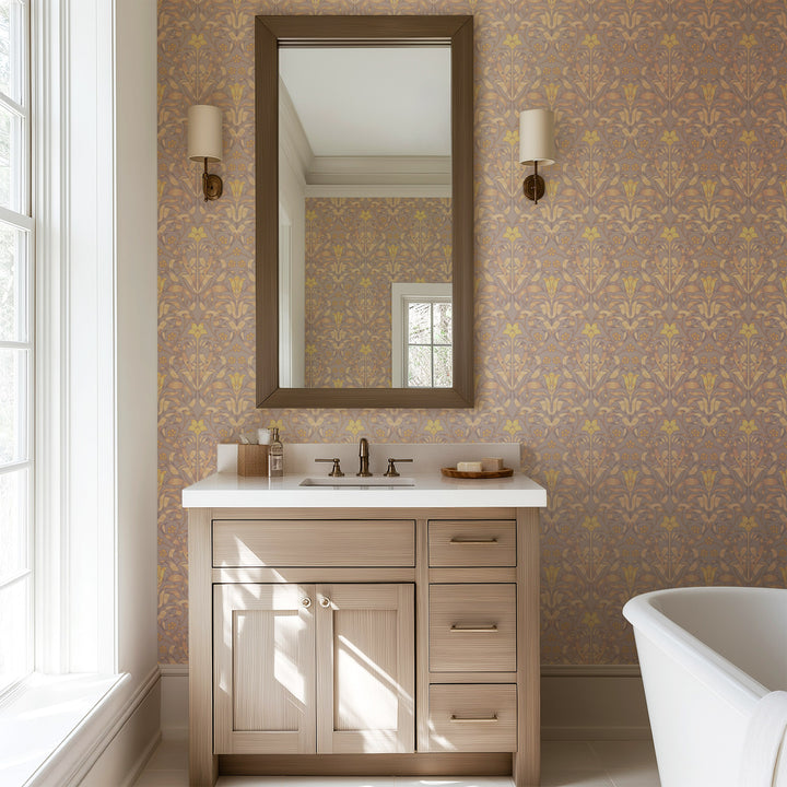 Ribbon Lily - Dusty Lilac Wallpaper