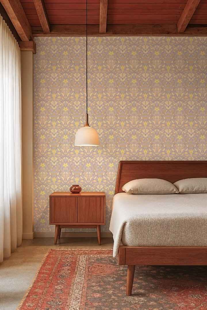 Ribbon Lily - Dusty Lilac Wallpaper