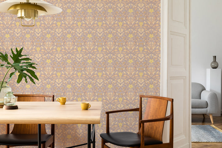 Ribbon Lily - Dusty Lilac Wallpaper