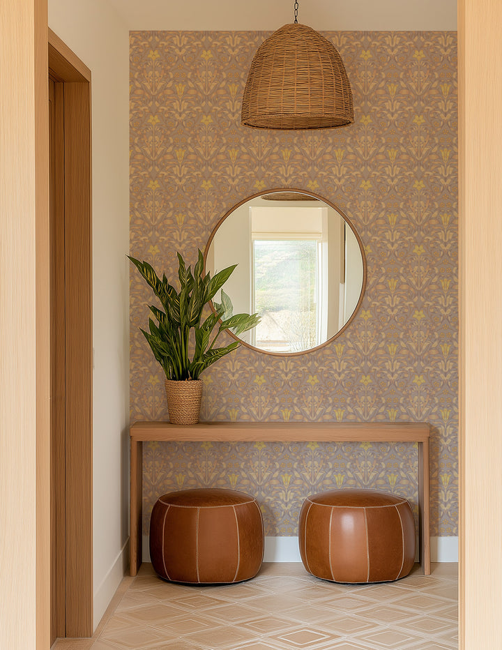 Ribbon Lily - Dusty Lilac Wallpaper