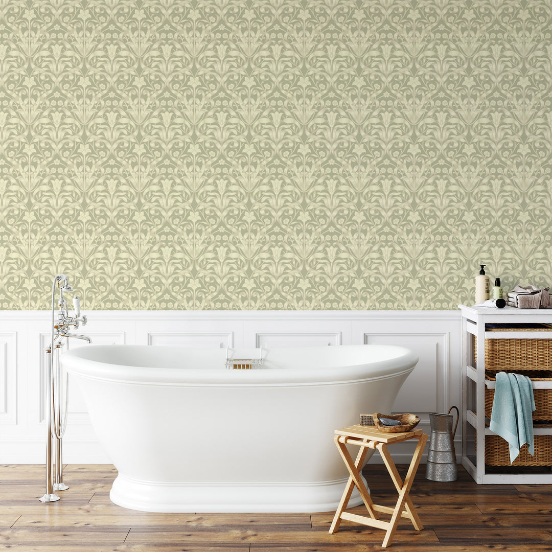 Ribbon Lily - Pale Herb Wallpaper