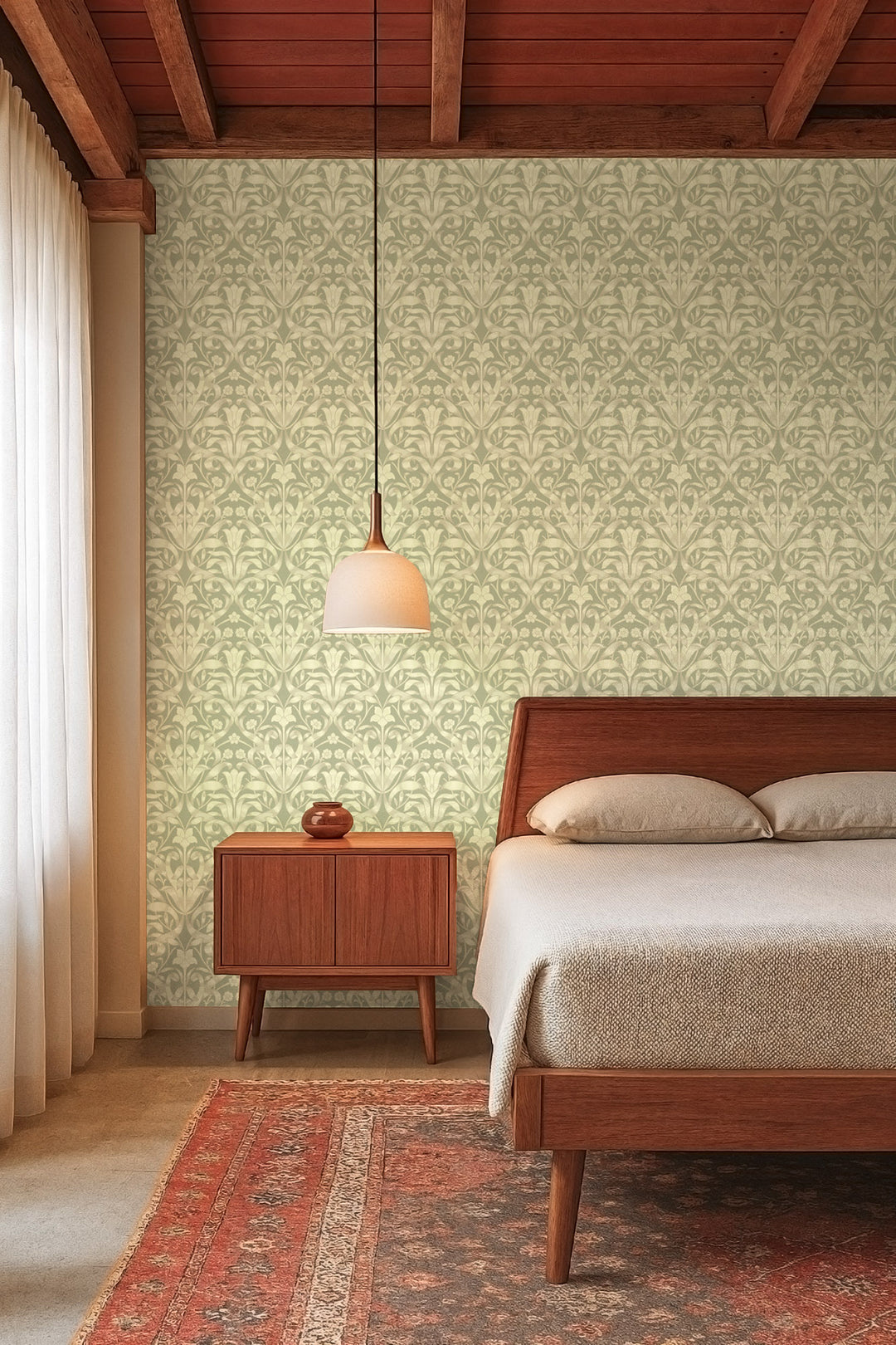 Ribbon Lily - Pale Herb Wallpaper
