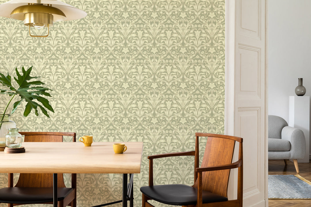 Ribbon Lily - Pale Herb Wallpaper