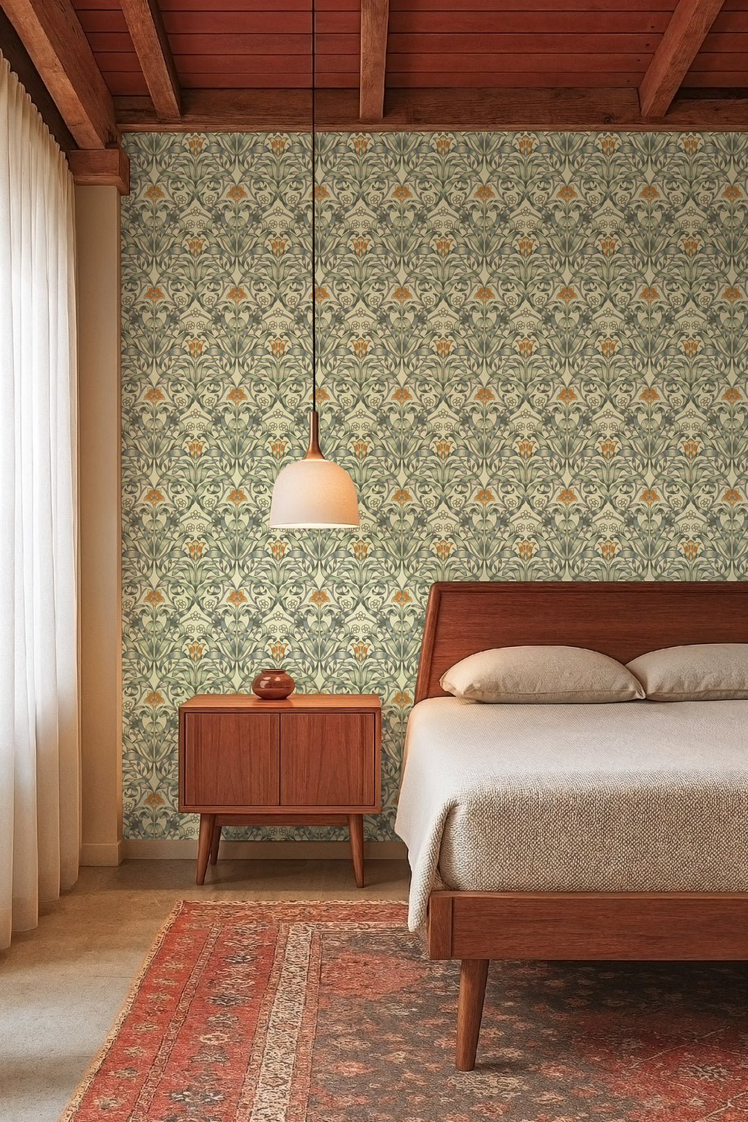 Ribbon Lily - Traditional Taupe Wallpaper