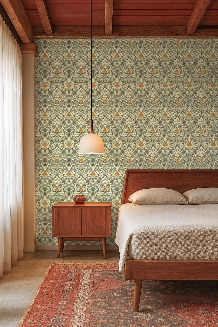 Ribbon Lily - Traditional Taupe Wallpaper