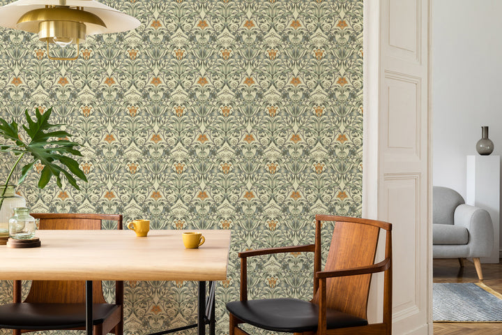 Ribbon Lily - Traditional Taupe Wallpaper