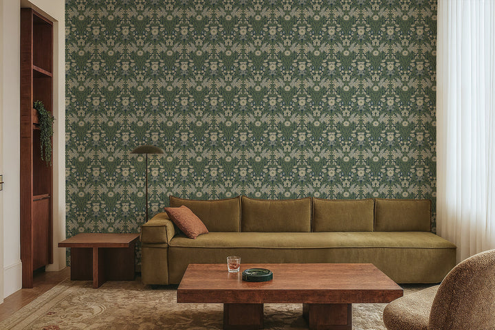 Wild Meadow - Moonlit Green Wallpaper