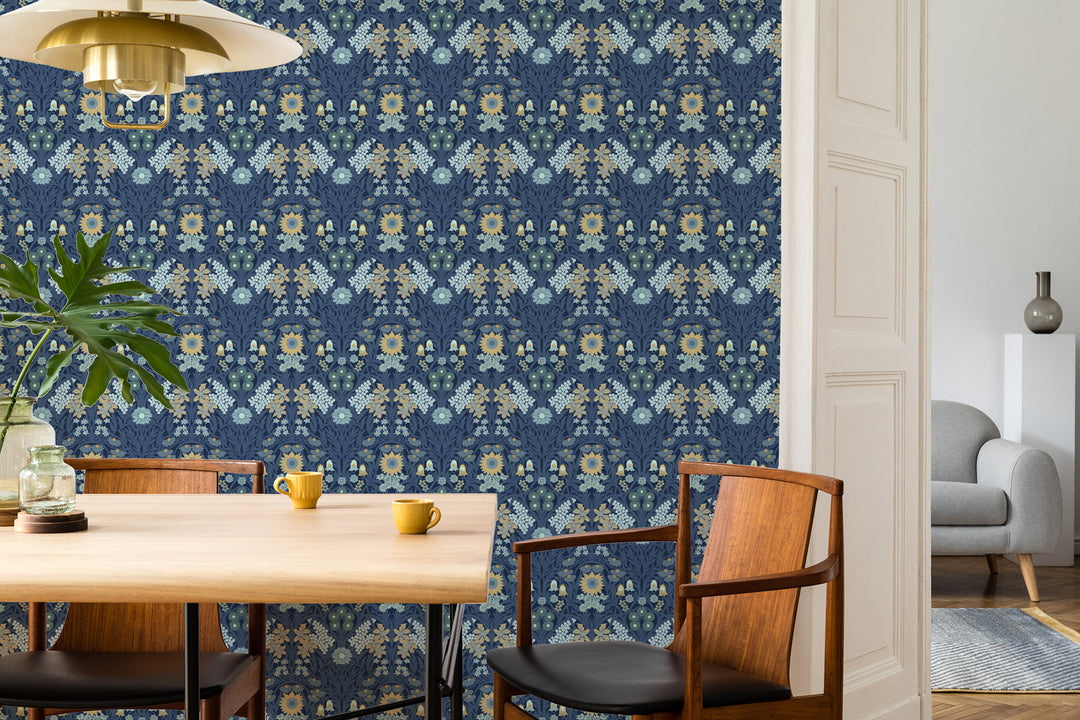 Wild Meadow - Navy Indigo Wallpaper