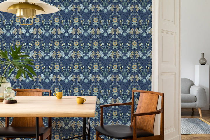 Wild Meadow - Navy Indigo Wallpaper