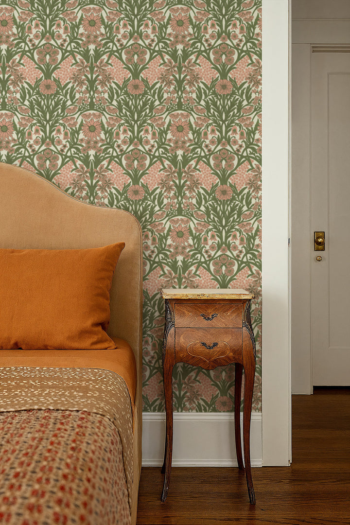 Wild Meadow - Sage Pink Wallpaper
