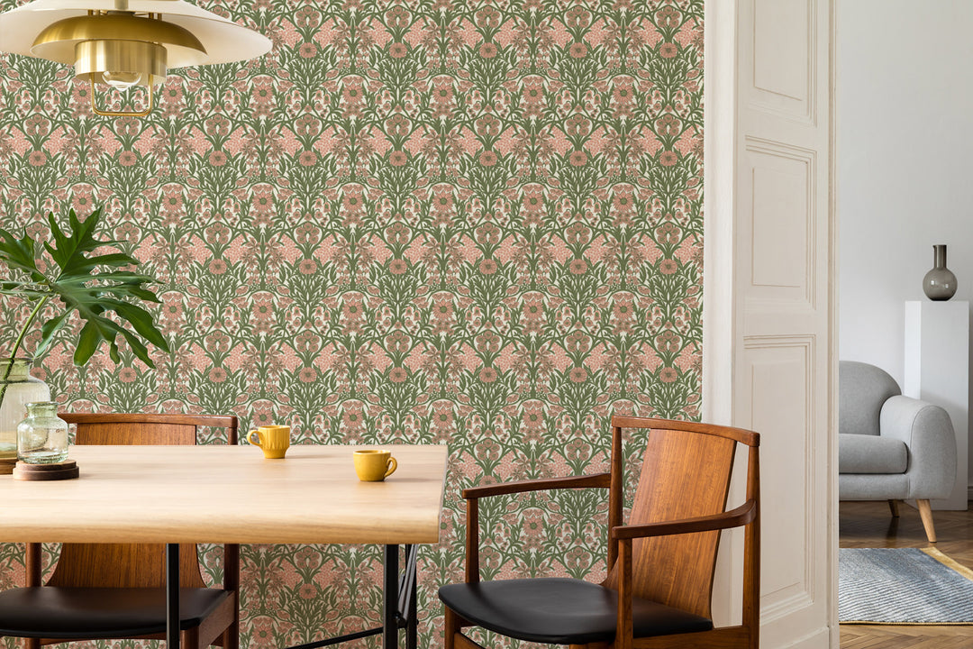 Wild Meadow - Sage Pink Wallpaper