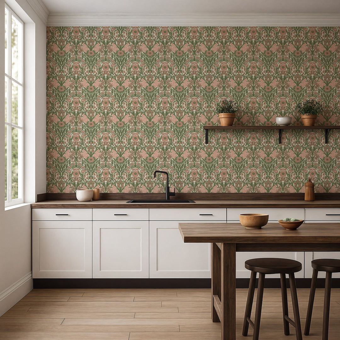 Wild Meadow - Sage Pink Wallpaper