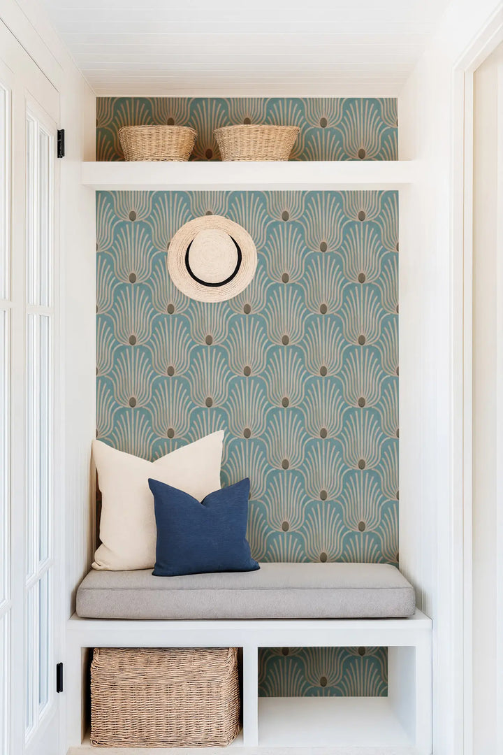 Carlyle Feather - Blue Jewel Wallpaper