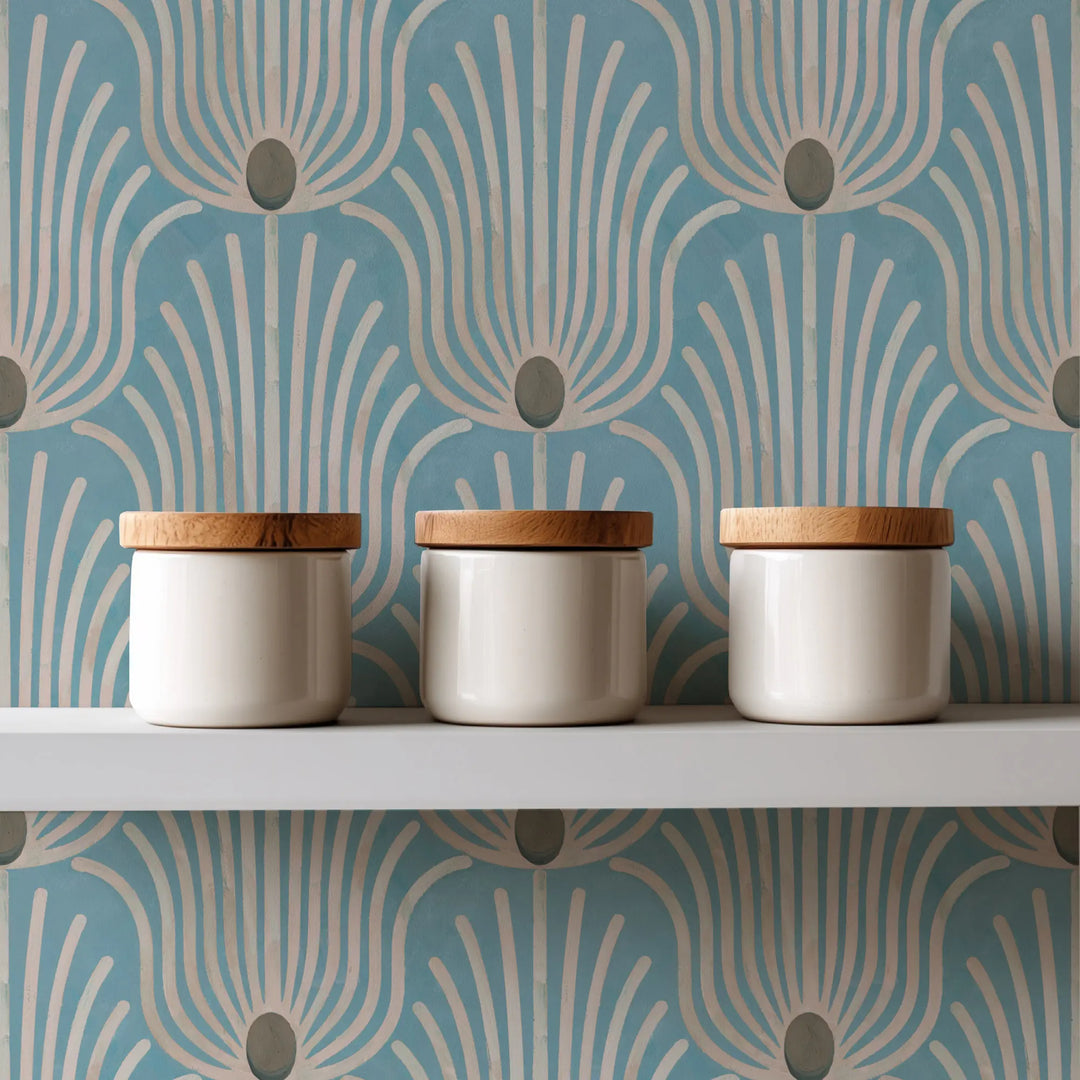 Carlyle Feather - Blue Jewel Wallpaper