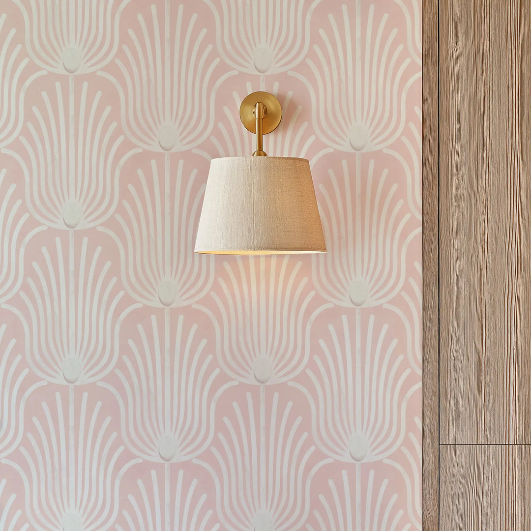 Carlyle Feather - Coral Pink Wallpaper