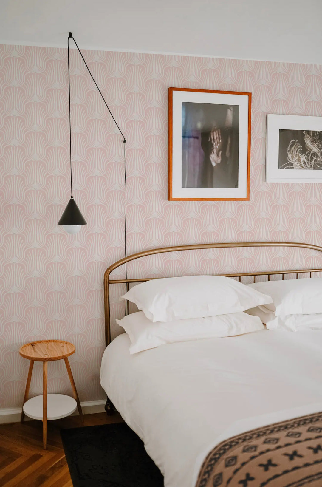 Carlyle Feather - Coral Pink Wallpaper