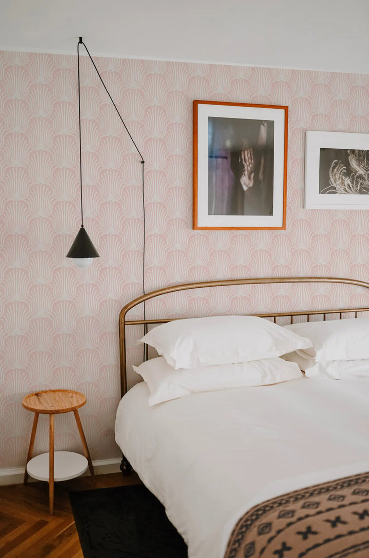 Carlyle Feather - Coral Pink Wallpaper