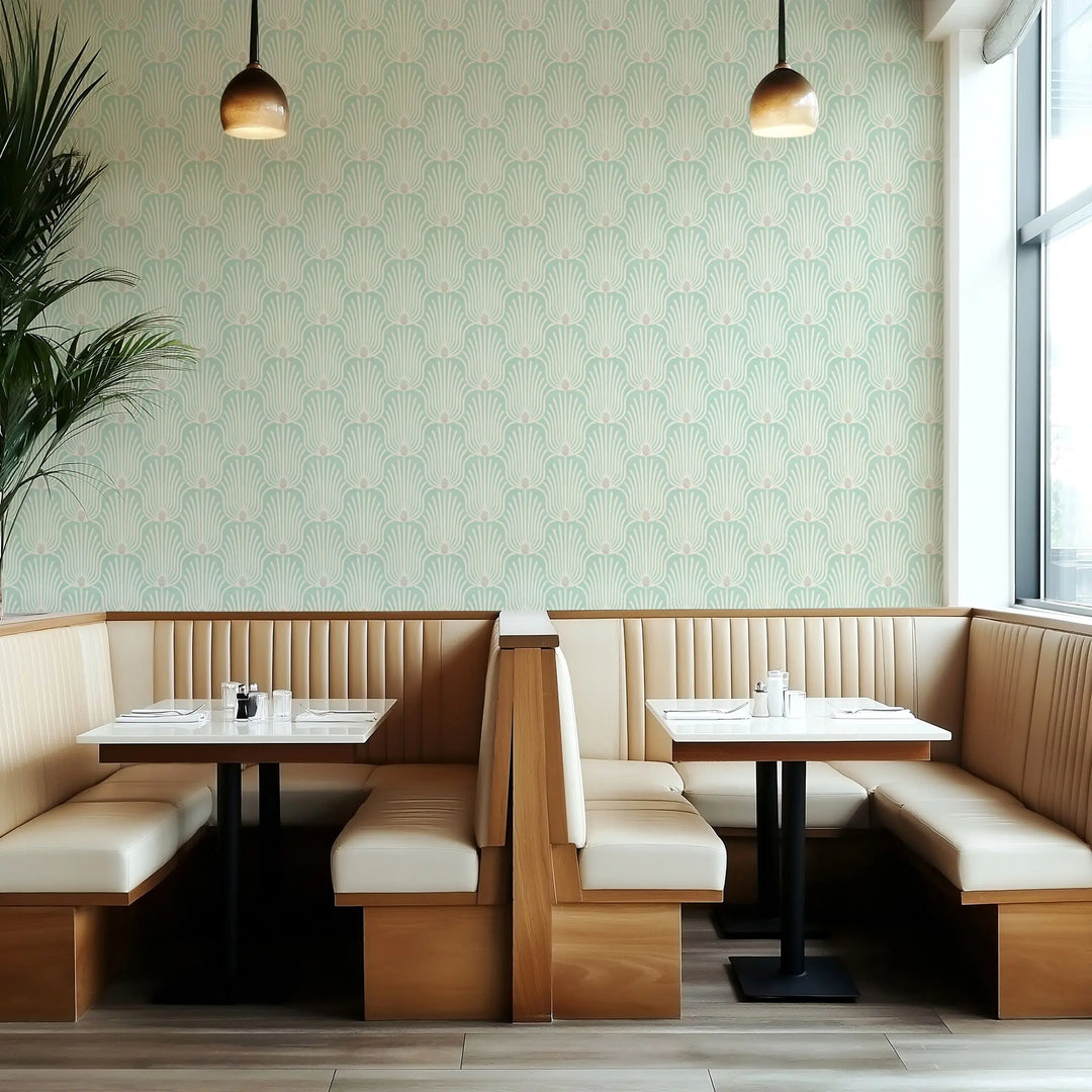 Carlyle Feather - Sunbleached Teal Wallpaper