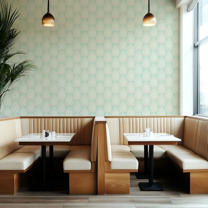 Carlyle Feather - Sunbleached Teal Wallpaper