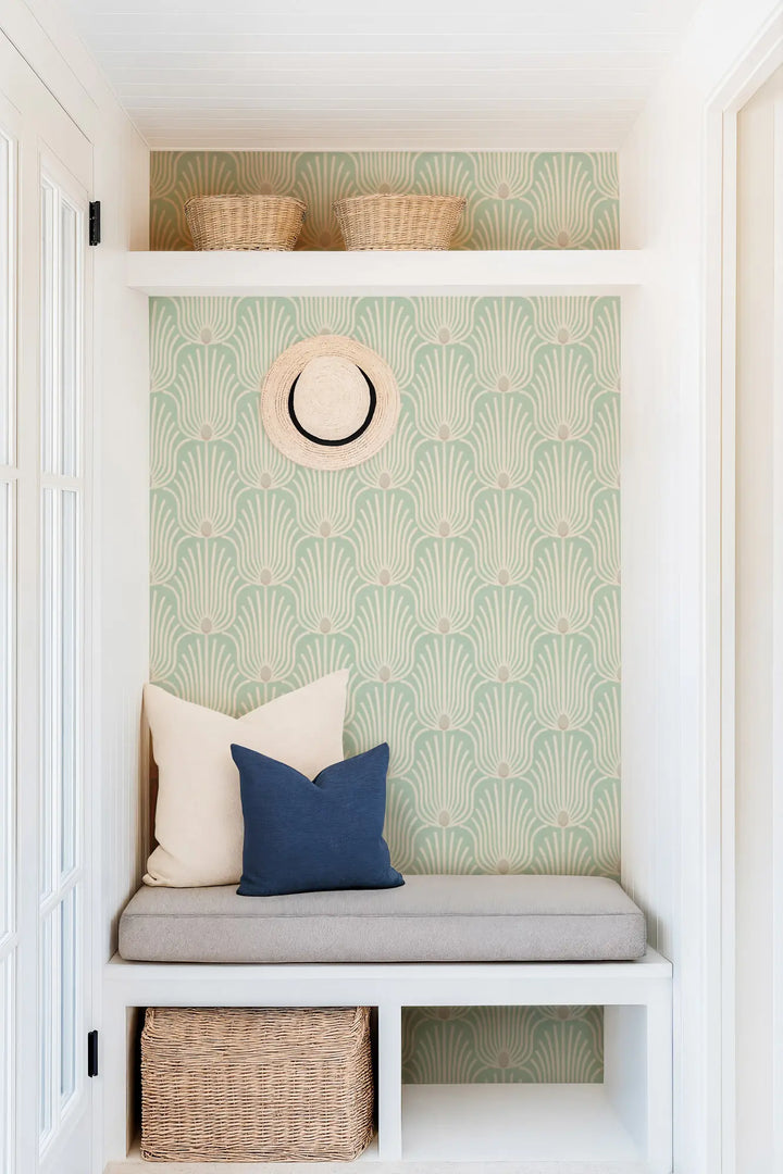 Carlyle Feather - Sunbleached Teal Wallpaper