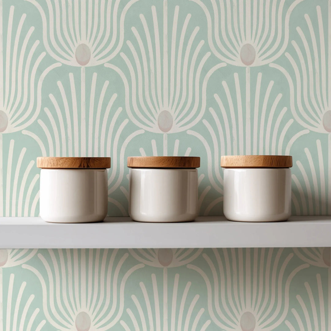 Carlyle Feather - Sunbleached Teal Wallpaper