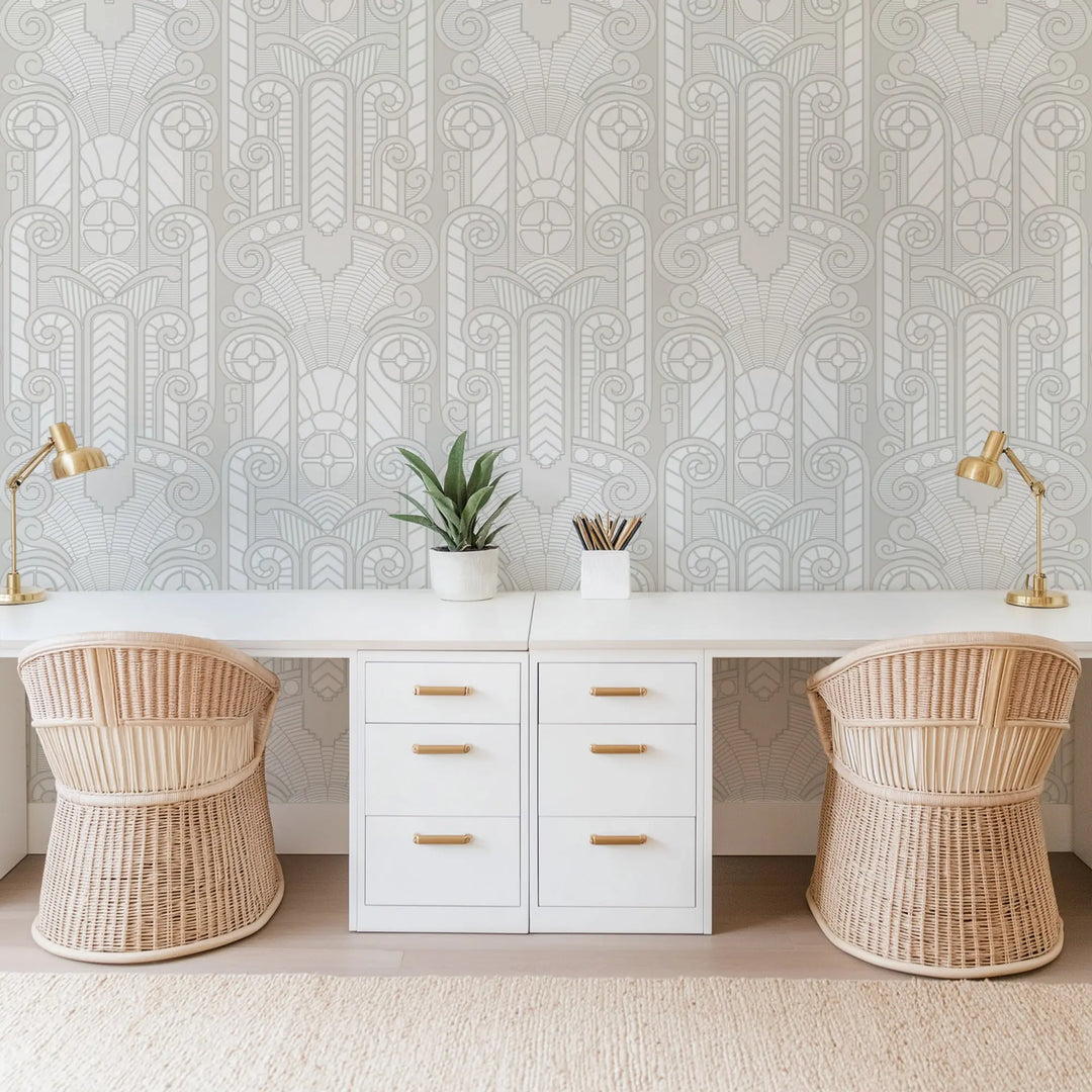 Congress Relief - Plaster White Wallpaper