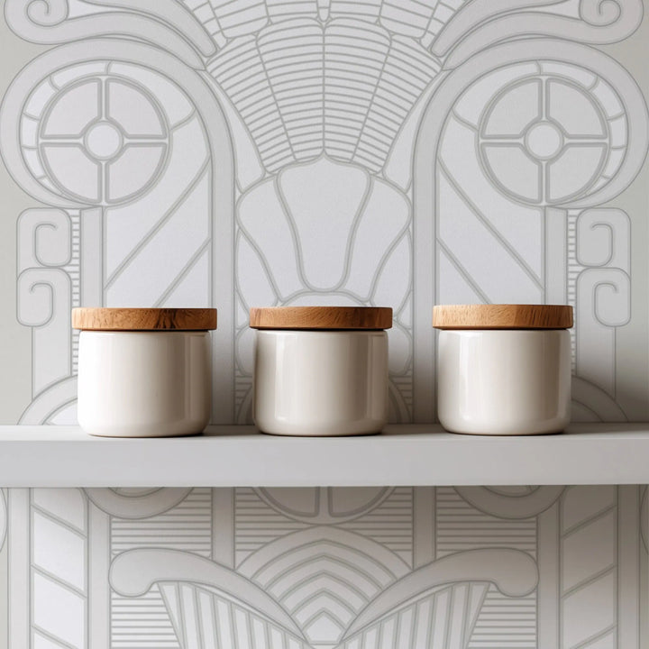 Congress Relief - Plaster White Wallpaper