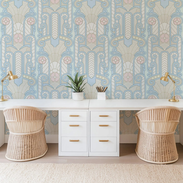 Congress Relief - Sunbleached Blue Wallpaper