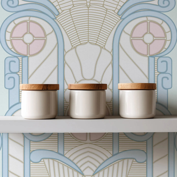 Congress Relief - Sunbleached Blue Wallpaper