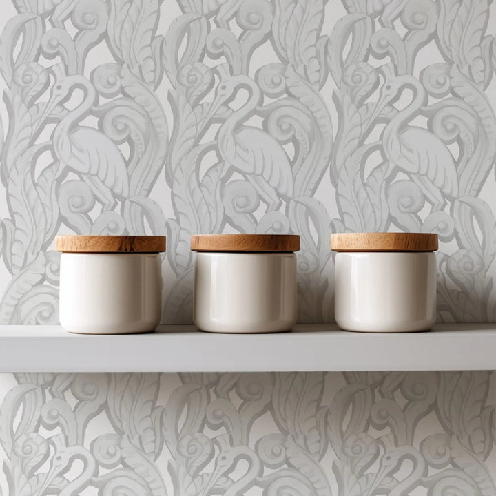 Deco Heron - Plaster Wallpaper