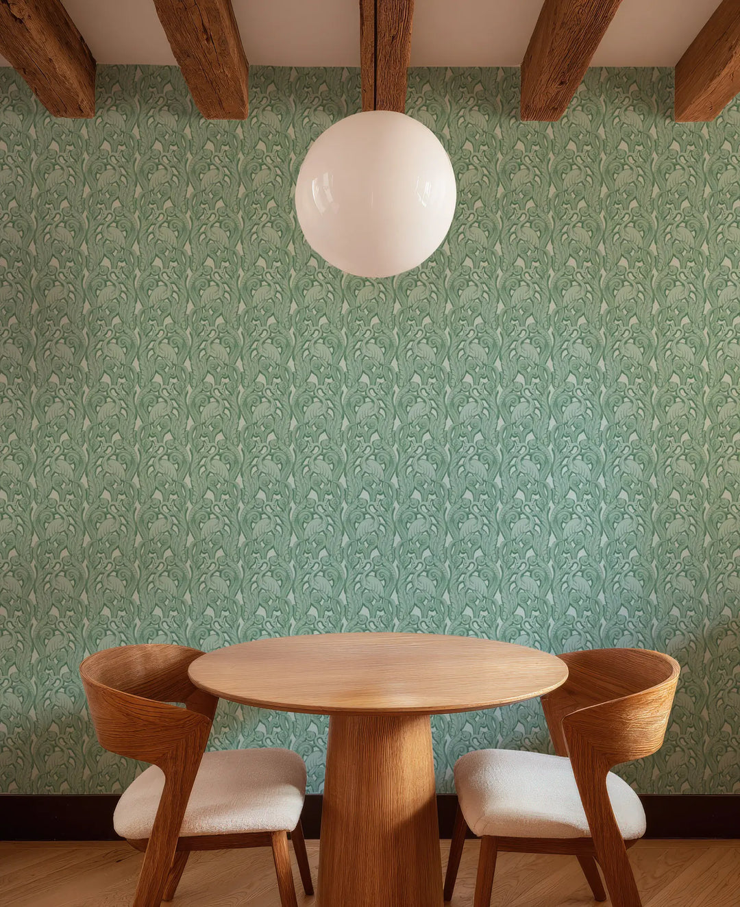 Deco Heron - Seafoam Wallpaper