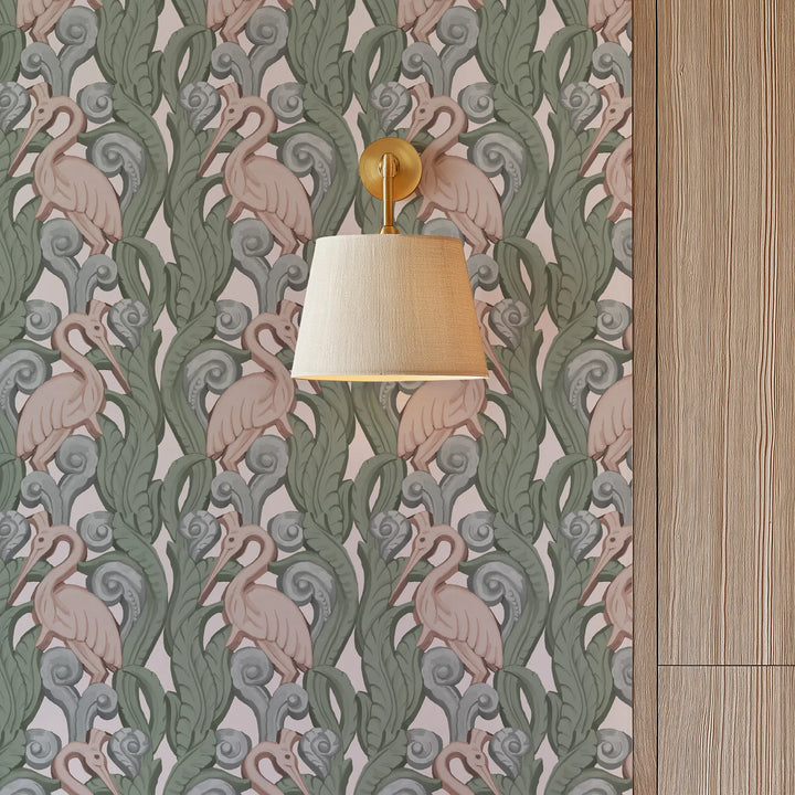 Deco Heron - Sunwashed Wallpaper