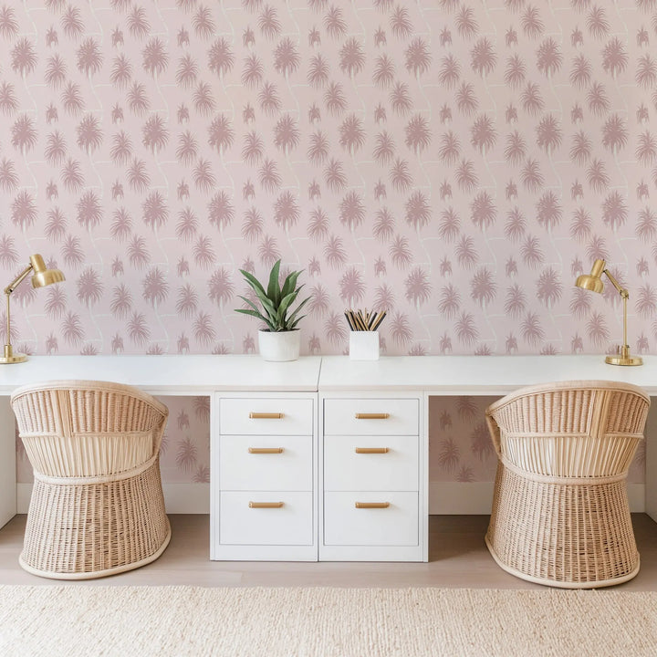 Dragon Tree - Blush Pink Wallpaper