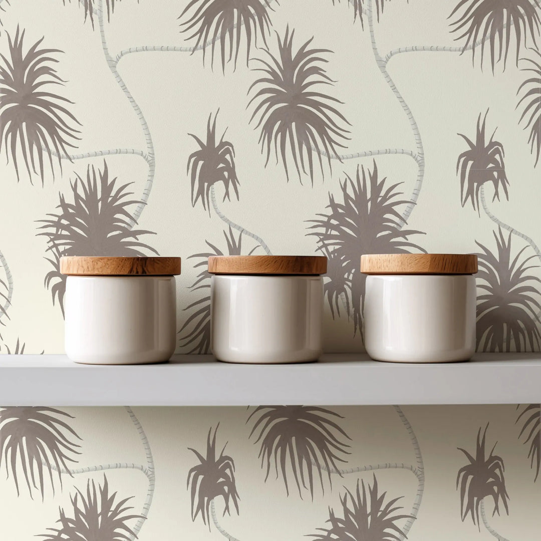 Dragon Tree - Coconut Linen Wallpaper