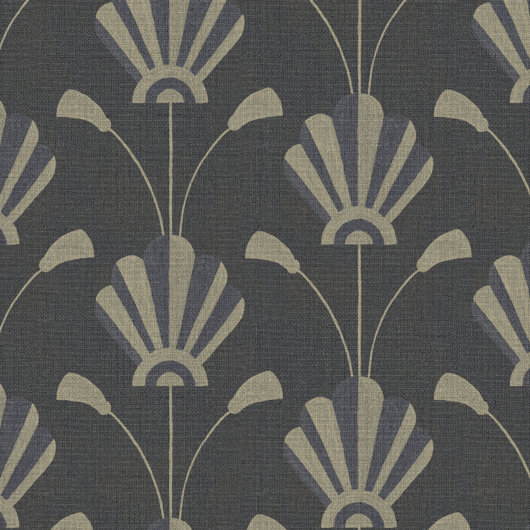 Fanflower Gold Night Grasscloth