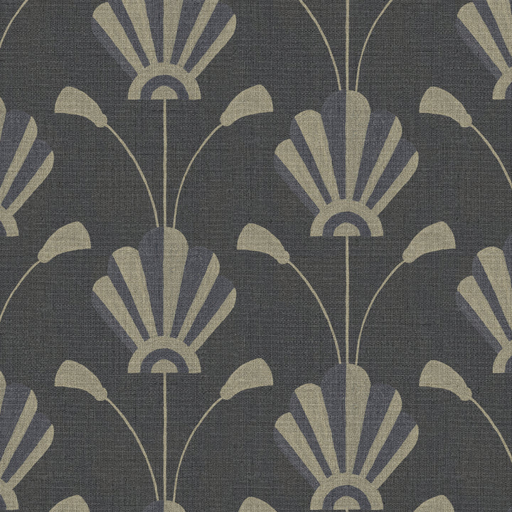 Fanflower Gold Night Grasscloth