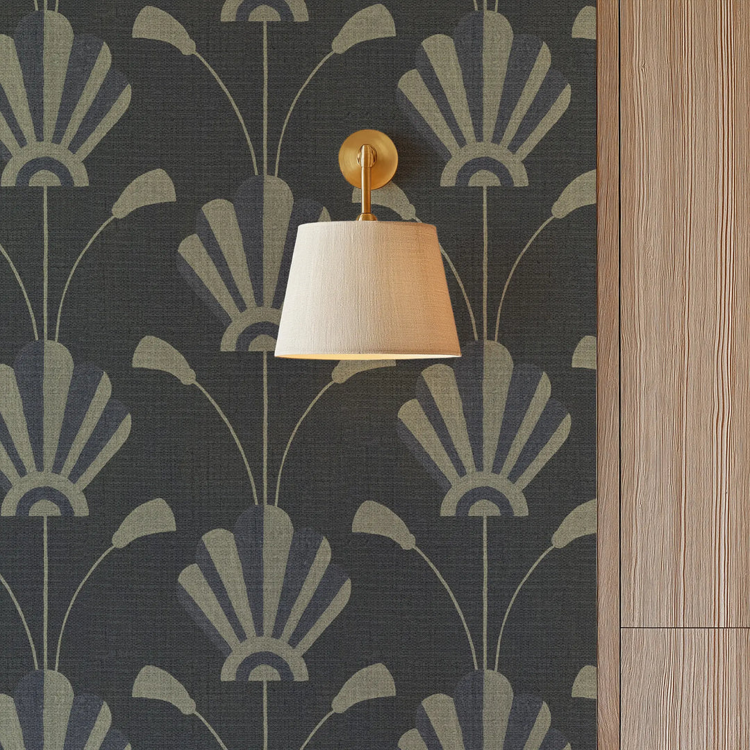 Fanflower Gold Night Grasscloth