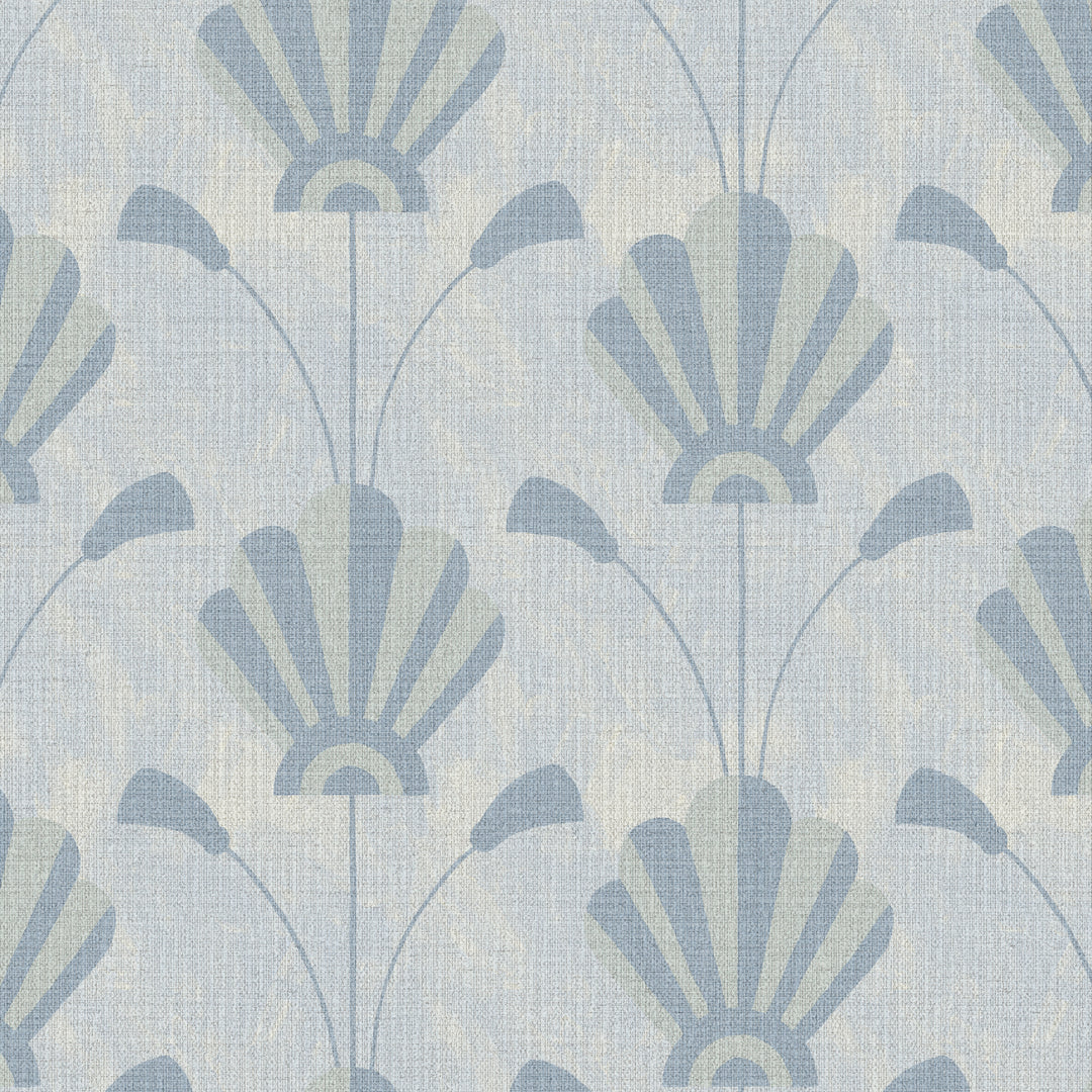 Fanflower Powder Blue Grasscloth