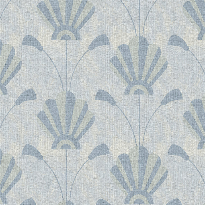 Fanflower Powder Blue Grasscloth