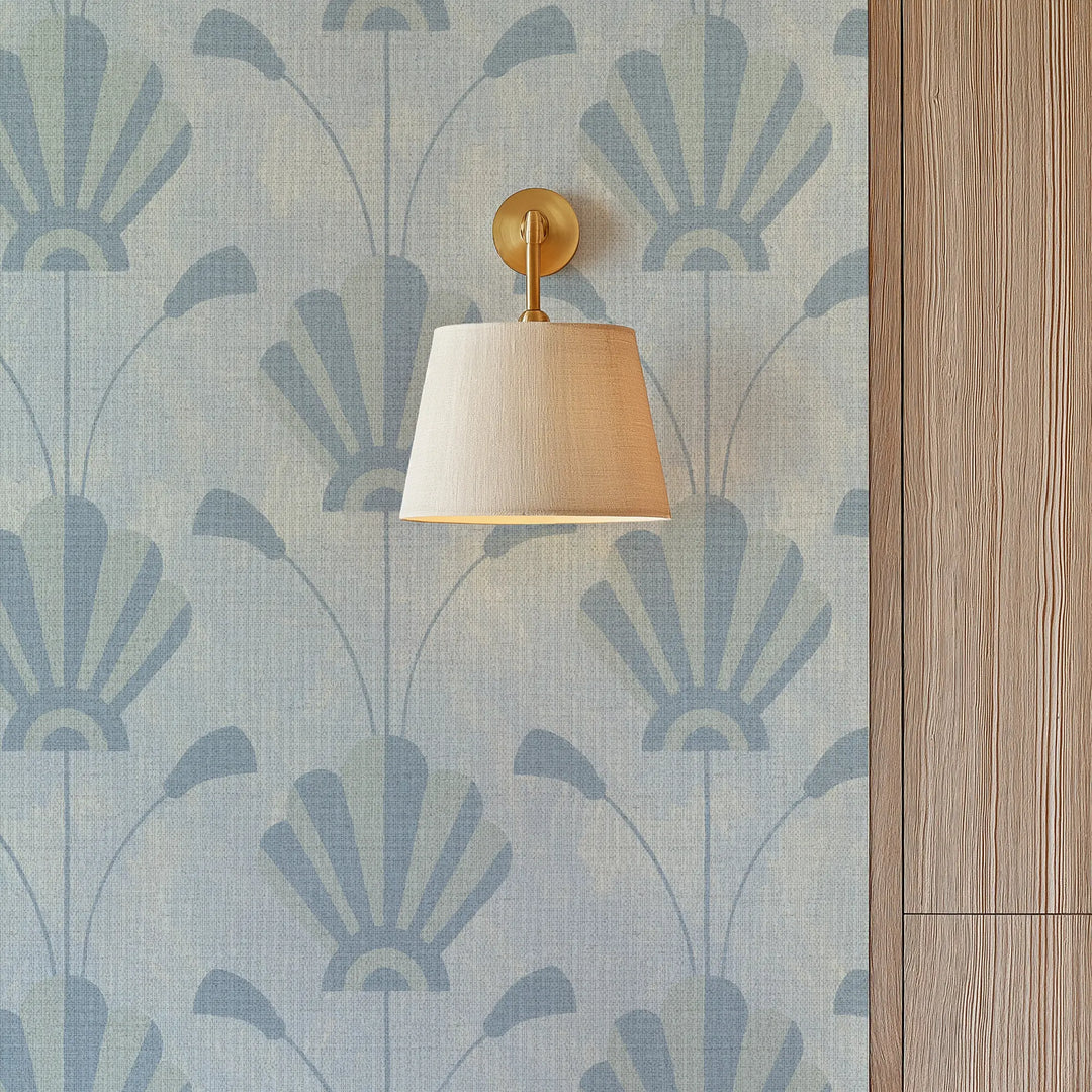 Fanflower Powder Blue Grasscloth