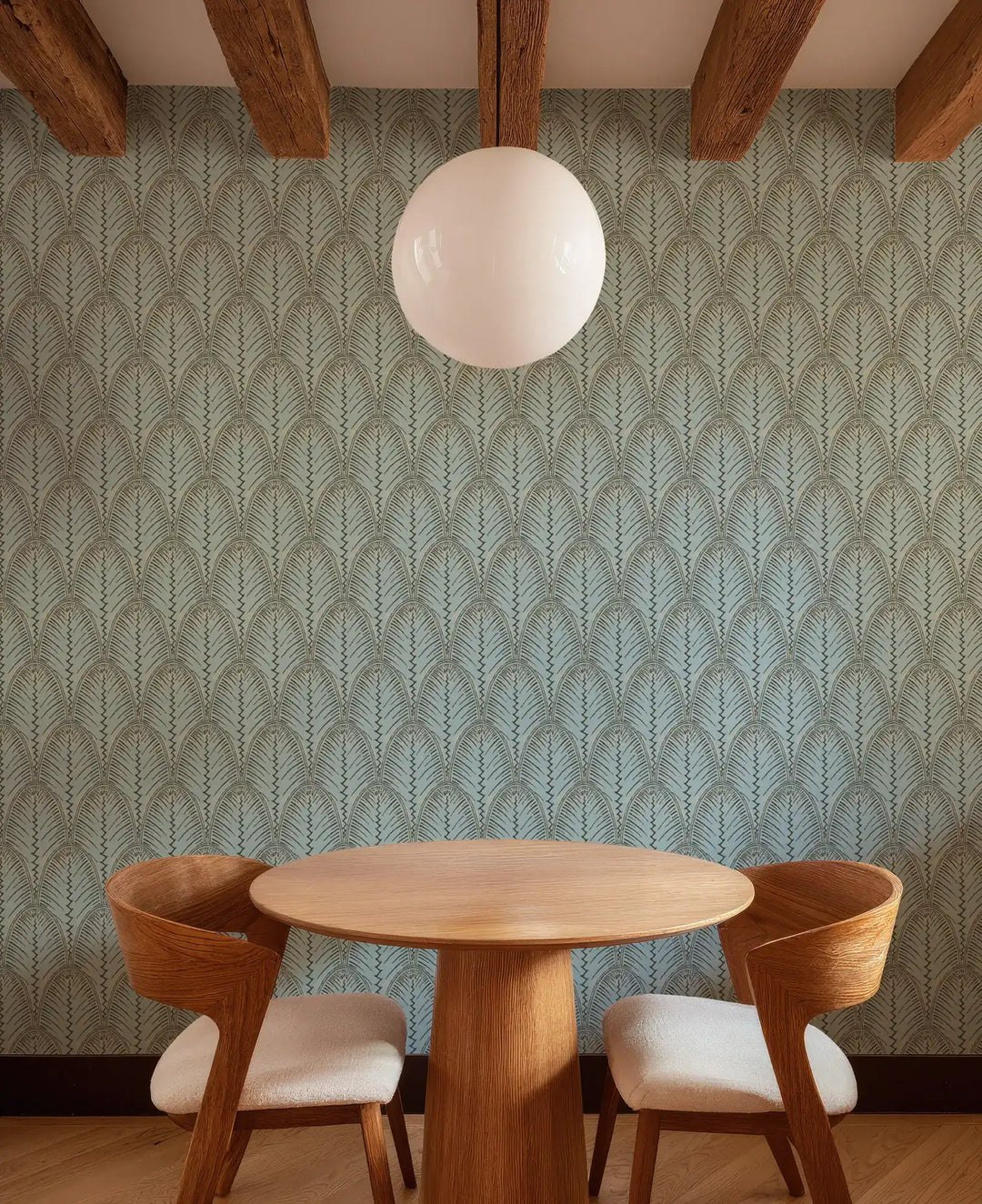 Fountain Fan - Blue Taupe Wallpaper