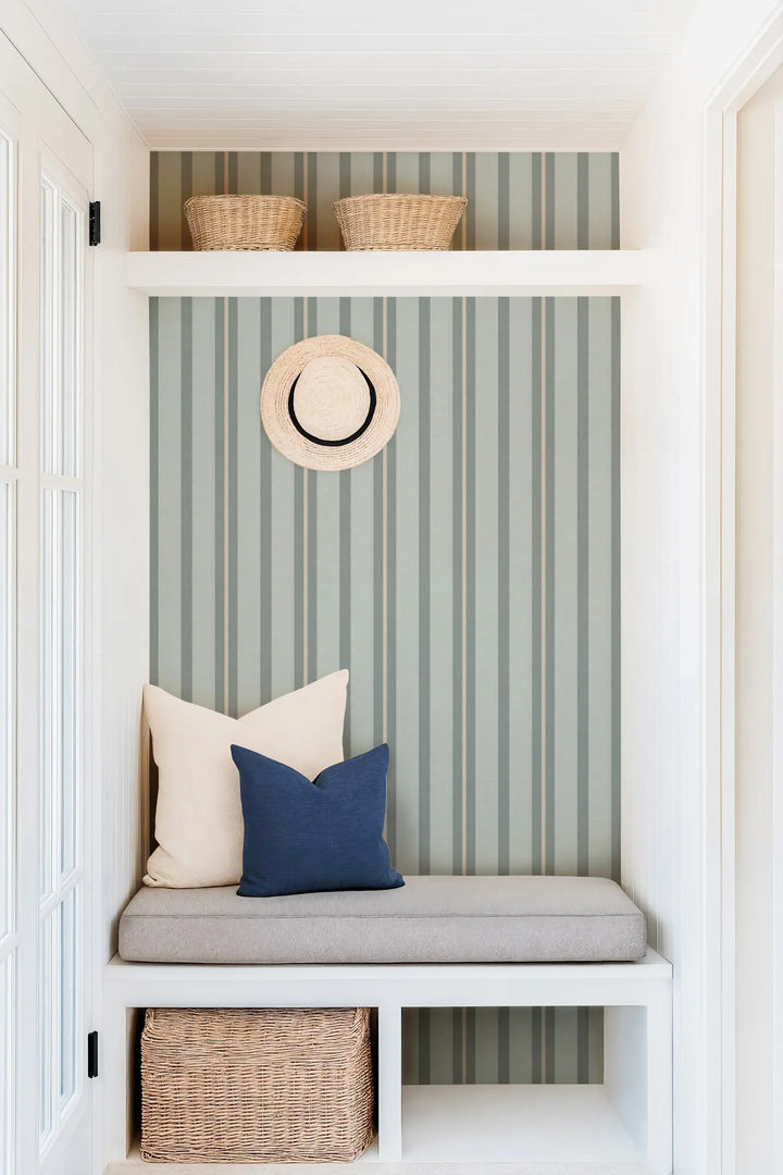 Miami Stripe Mini - Ocean Breeze Blue Wallpaper