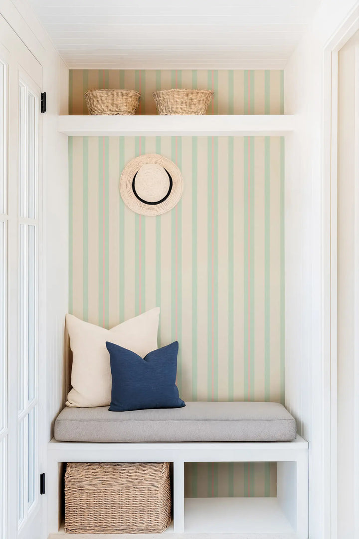 Miami Stripe Mini - South Beach Teal Wallpaper