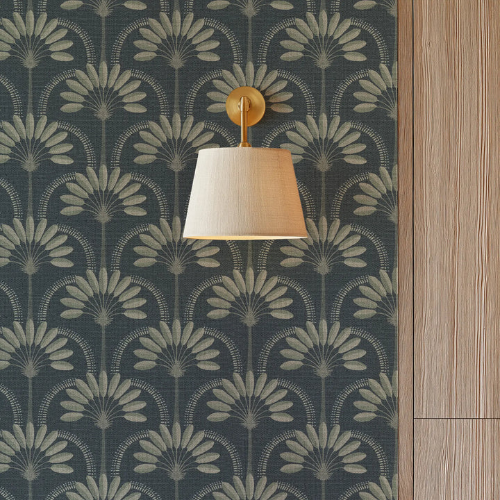 Palm Arches Gold Night Grasscloth