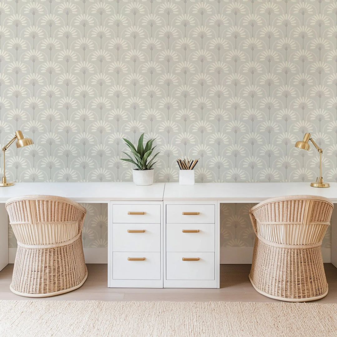 Palm Arches - Linen Wallpaper