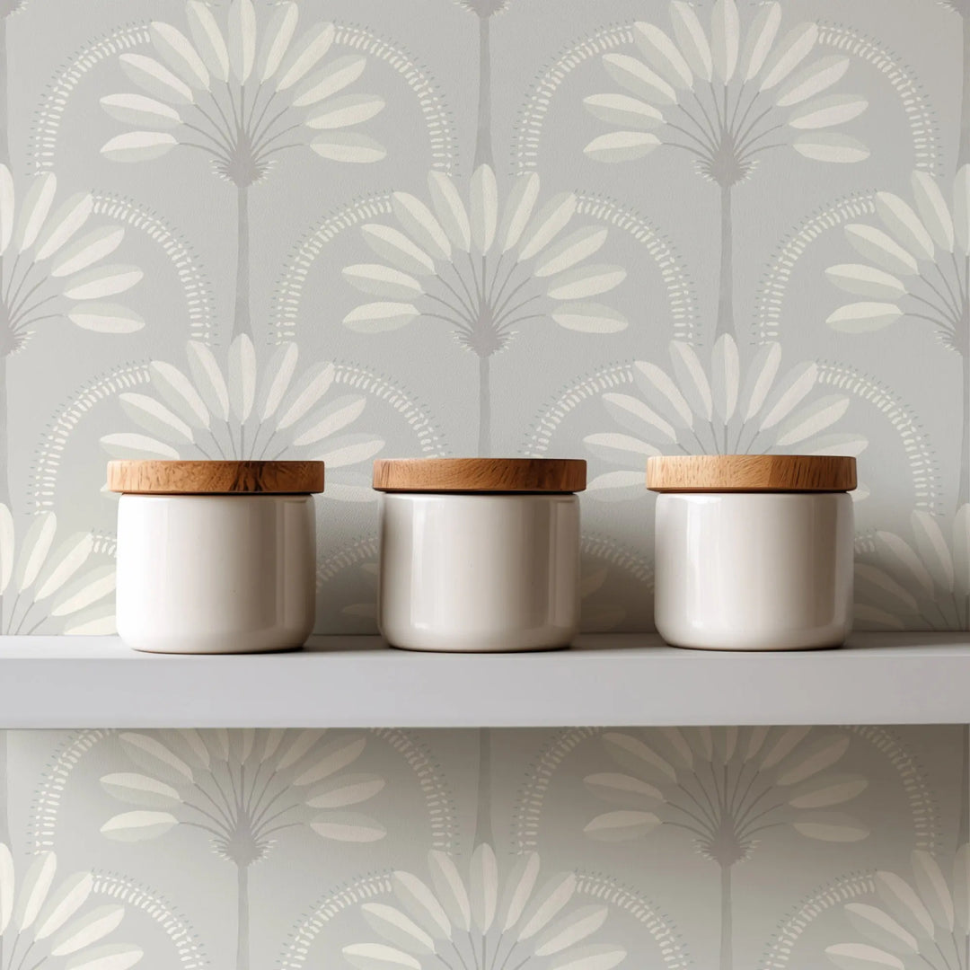 Palm Arches - Linen Wallpaper