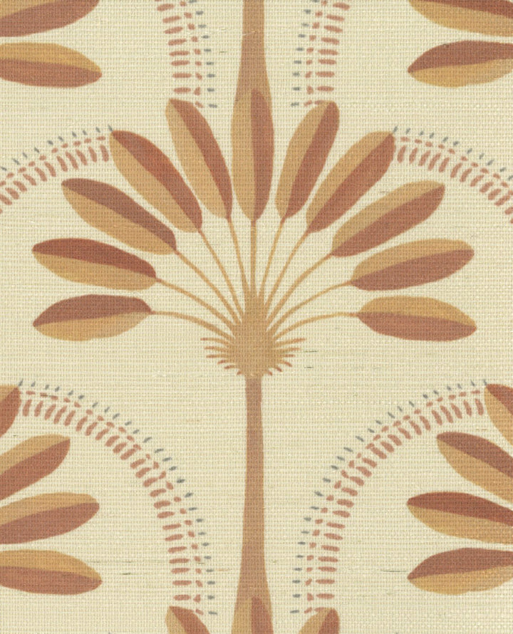 Palm Arches Terracotta Grasscloth