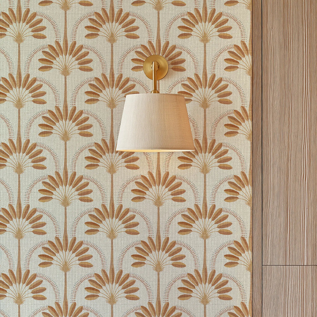Palm Arches Terracotta Grasscloth