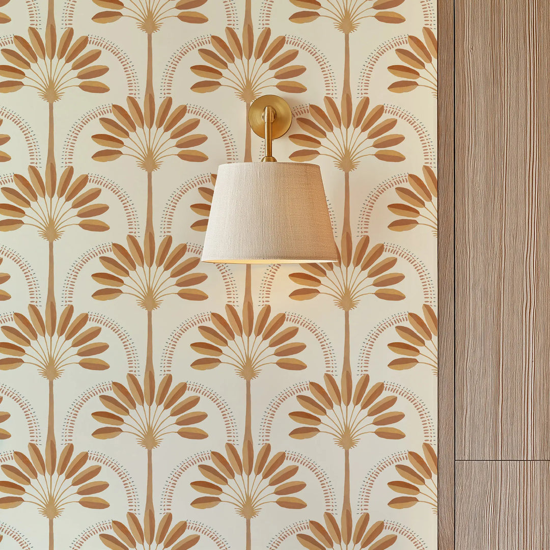 Palm Arches - Terracotta Wallpaper