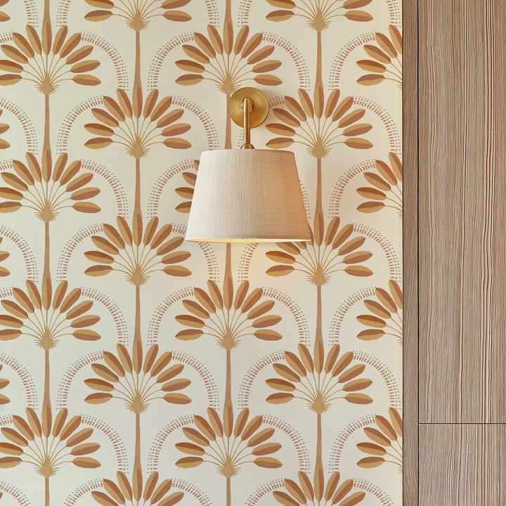 Palm Arches - Terracotta Wallpaper